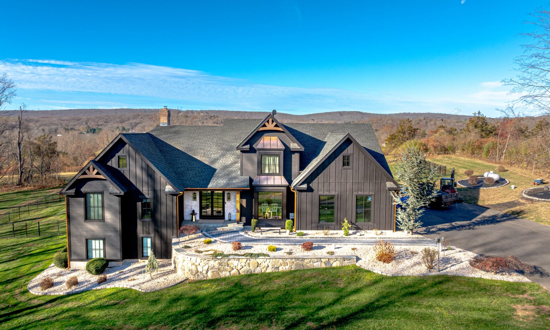 Stunning image of a house with a retaining wall addition